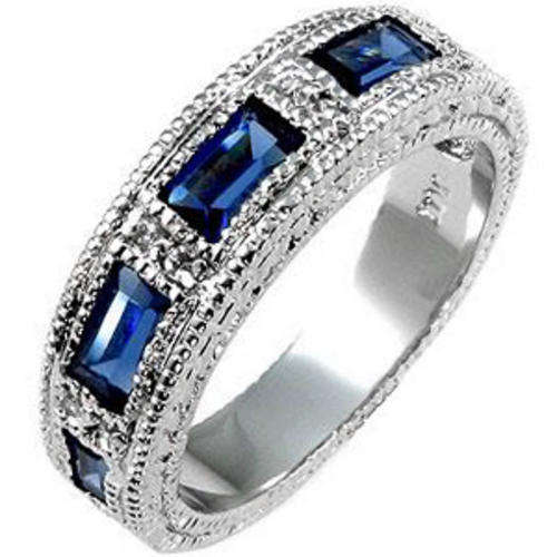**STUNNING Simulated Sapphire Eternity Wedding Band**Size 6-10**