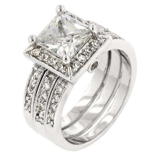 **NEW**Sparkling Princess Cut Simulated Diamond Bridal set**Size 5-10**