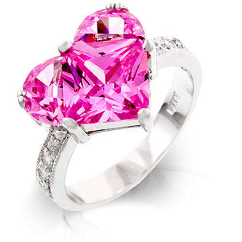 **Stunning**4.00ctw**Stunning pink ice Heart shaped dress ring**Size 6-10**