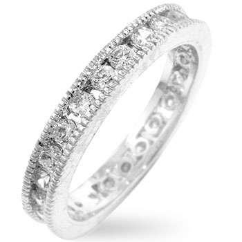 ***STYLISH***Clear cz and milligrain accents Eternity Band***Size 8