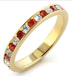 ***Gold Plated Austrian Crystal & simulated ruby Eternity ring***