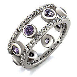 LAST CHANCE**Stunning Simulated Diamond and Amethyst Wedding Band**Size 9**