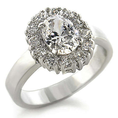 Rhodium Plated 1ct CubicZirconia Egagement Style Ring- Size 5-9