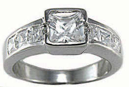 ***925 Sterling Silver***Beautiful Princess Cut Engagement Ring**Size 8-10***