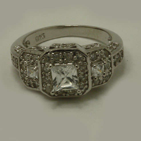 925 Sterling Silver Simulated Diamond Cocktail Ring-Size 7/8