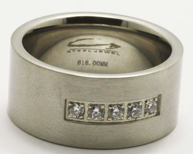 **Solid Stainless Steel**0.15ctw**9.5mm Wide wedding band** Size P***