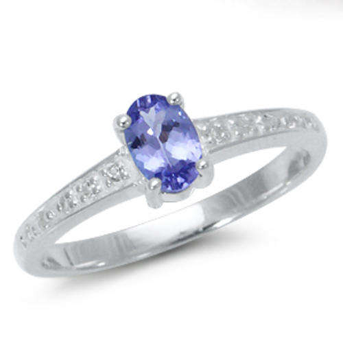 925 Sterling Silver** Authentic 0.52ct Tanzanite Engagement Ring** Size 8**