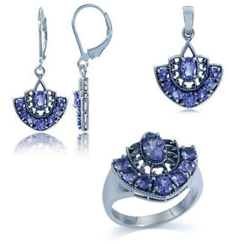 **FREE SA APPRAISAL**7.15ctw Natural Tanzanite Sterling Silver Set**IN STOCK**READY TO SHIP**