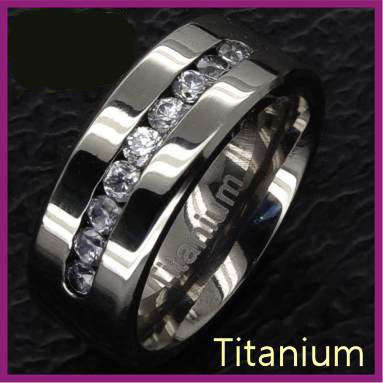 Men's Comfort Fit, CubicZirconia TITANIUM Ring- Size 11