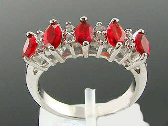 ***GORGEOUS*** Simulated Red Ruby Topaz & White Fine Diamond Dress Ring**Size 6***