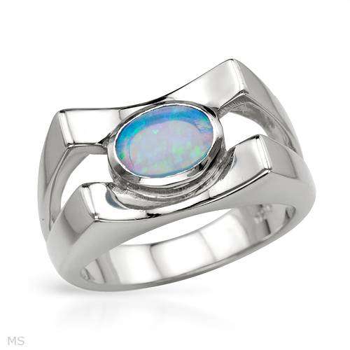 **GORGEOUS**Created Opal**925 Sterling Silver Dress Ring***Size 6.5**A STUNNING ITEM**