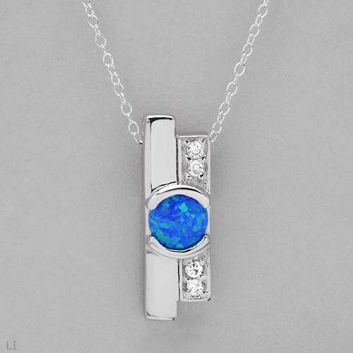 Created Opal and CubicZirconia Pendant