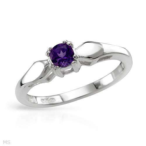 **NEW**925 Sterling Silver**0.25ctw Amethyst Engagement Ring**Size 7**