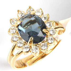 LAST CHANCE**STUNNING** Round Cut Sapphire and Clear CZ Cocktail Ring**