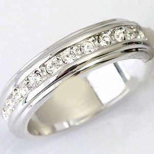 ***GORGEOUS***White Gold PLATED CZ Eternity Band**Size 7*
