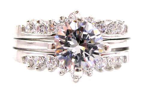 ***ABSOLUTELY GORGEOUS***1.17ct Round Cut CZ Two-Piece Wedding Set***