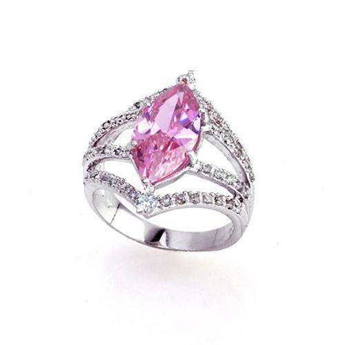 **STUNNING**Marquise Cut Pink CZ**Dress Ring**Size 7**