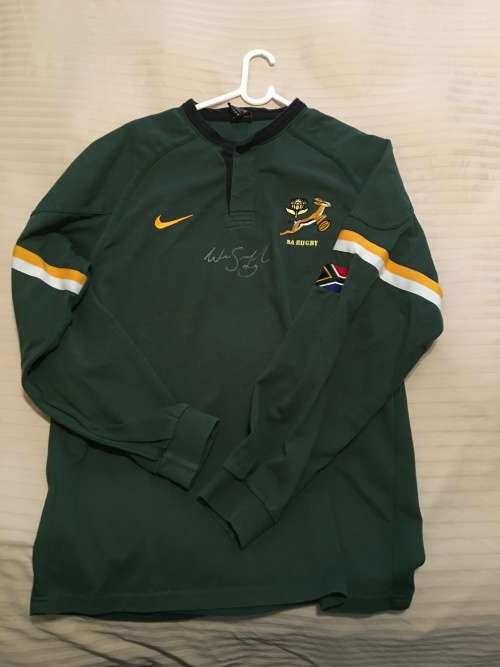 2000 SPRINGBOK RUGBY TRAINING JERSEY SIGNED BY WERNER SWANEPOEL - SIZE LARGE