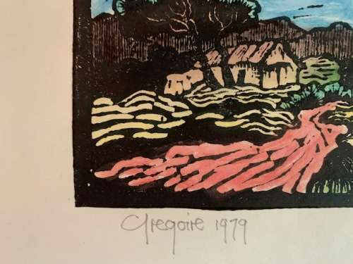 Gregoire Boonzaier handcoloured with trees