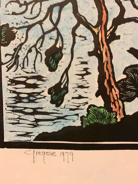 Gregoire Boonzaier handcoloured Blowing Trees