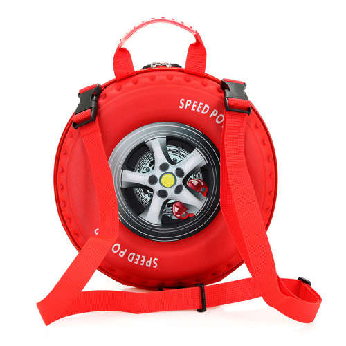 Kids 3D Unique Car Tyre Wheel Backpack Bag for Kindergarten Children - RED or BLACK