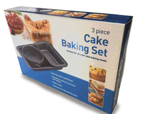 Set of 3 Cake Baking Dishes Round, Rectangular and Loaf shape