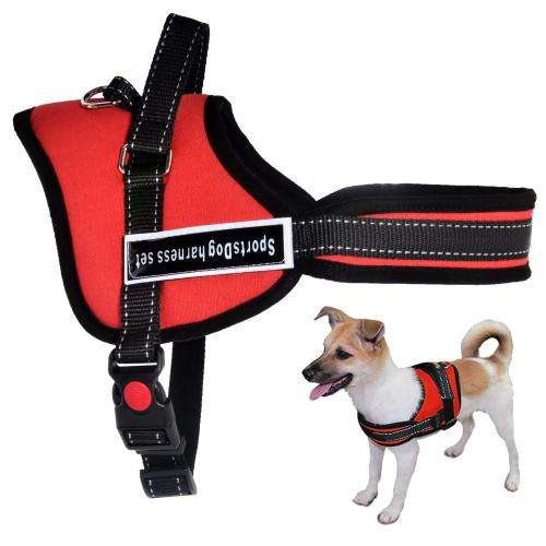Red Dog Harness Walking Service Vest Handle Padded Sports Dog Harness Set SMALL