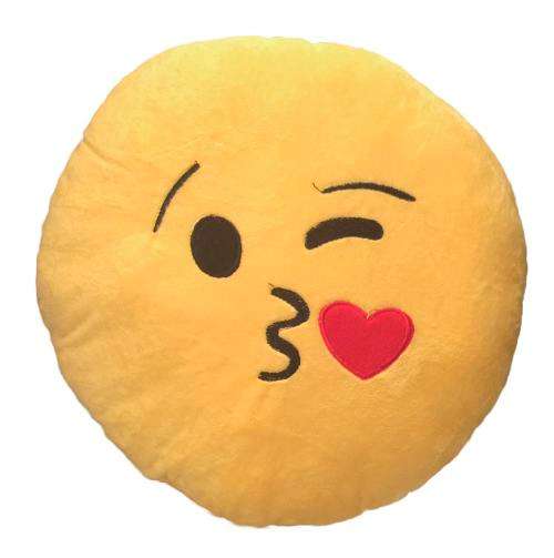 34.5cm Emoji Expressions Round Yellow Bed Throw Pillows Plush Sofa Car Cushion Gift