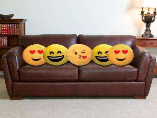 34.5cm Emoji Expressions Round Yellow Bed Throw Pillows Plush Sofa Car Cushion Gift