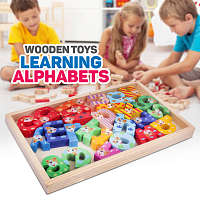 High Quality Wooden ABC Fun Learning Alphabets Words Toys Kids Toddlers Children