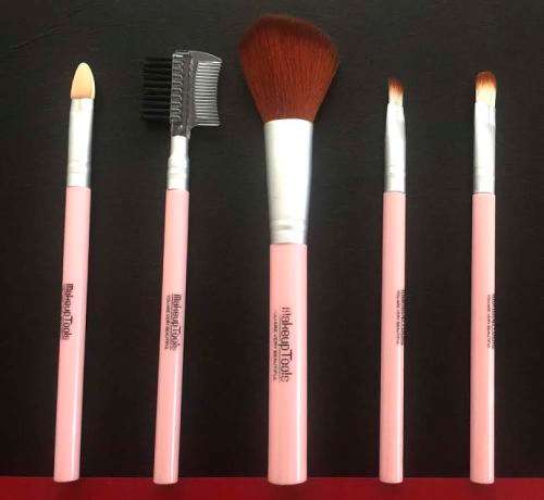 5-Piece Makeup Tools Brush Set Pink Gift with  "You are Beautiful" written on it