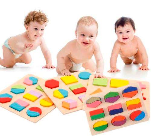 Shape Matching Wooden Building Blocks Toys Baby Toddler Educational Fun