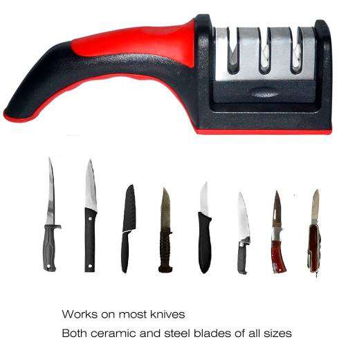 Three Stage Knife Fast Sharpener System for Both Steel and Ceramic Knives
