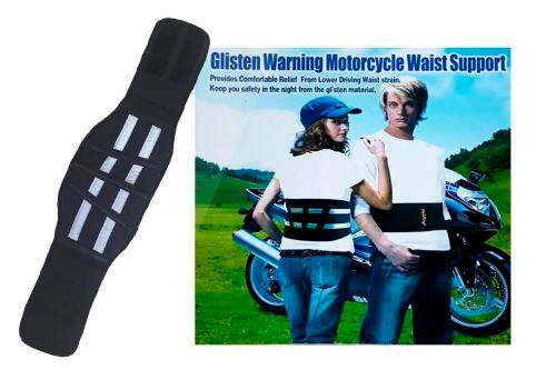 Low Back Pain Strain Relief Glisten Warning Motorcycle Waist Support Belt Black