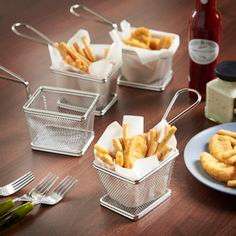 Small Stainless Steel Serving Basket Kitchen Cooking Tool Food Presentation Tableware