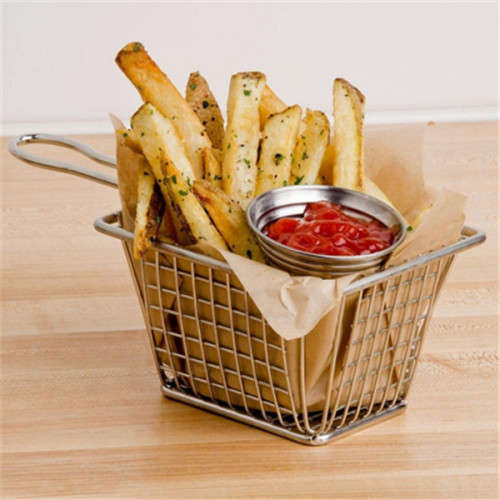 Small Stainless Steel Serving Basket Kitchen Cooking Tool Food Presentation Tableware