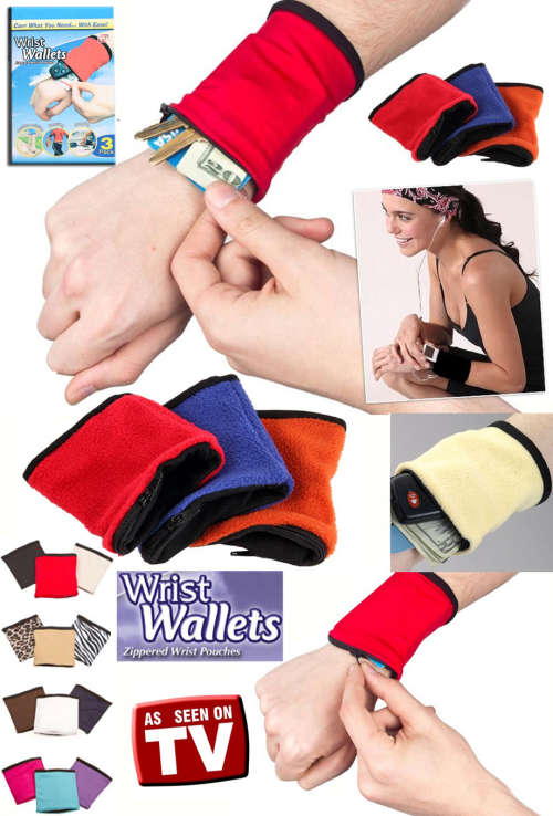 Pack of 3  Wrist Wallets Safety Travel Gym Running Jogging and everyday use