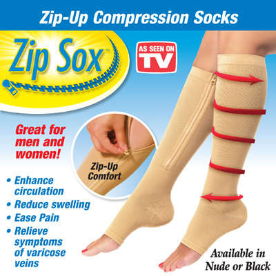 Brand New Zip Up Sox Size L/XL UNISEX Compression Socks Circulation Swelling Pain
