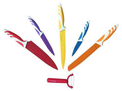 Brand New High Quality Colored 6pc Knife Set Stainless Steel Blade Soft grip Handle