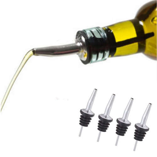 NEW 4 Metal Speed Pourer Bar Wine Olive Oil Bottle Spout Stopper Liquor  Dispenser