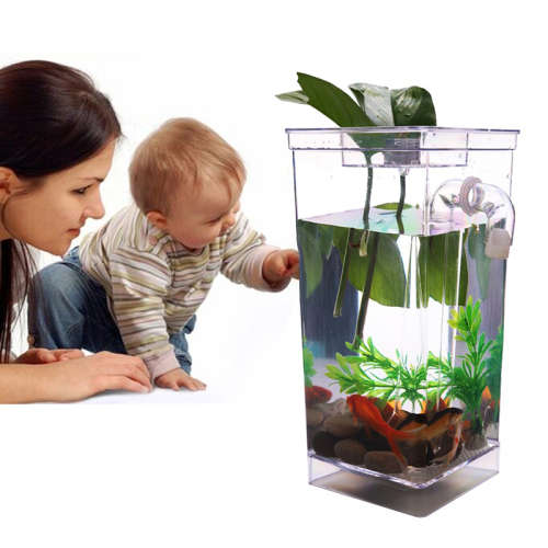 New Self Cleaning Fish Tank Aquarium Setup. A great gift for first-time pet owners!