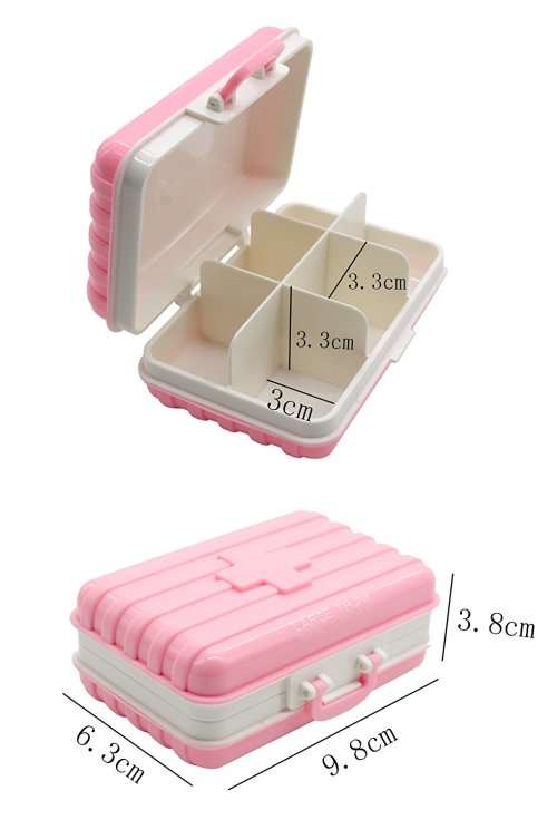 Cute Suitcase Storage Box Travel Tablets Pills Snacks Earrings Organizer Case