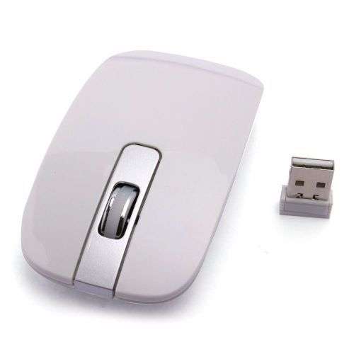 Optical Wireless Ultra Thin White Keyboard with Cover and Mouse USB Receiver Kit for PC