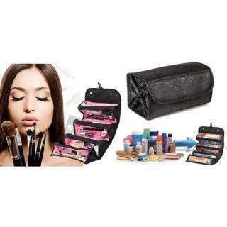 Roll-N-Go Black Cosmetics Bag Toiletries Jewelery Bathroom Organizer