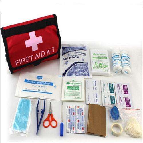 Portable First Aid Kit in Red Carry Pouch for Home Car Office Travel