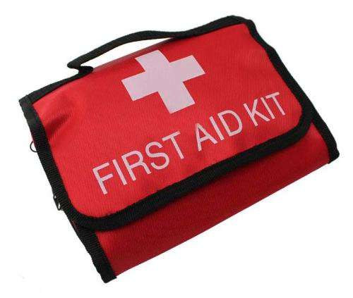 Portable First Aid Kit in Red Carry Pouch for Home Car Office Travel