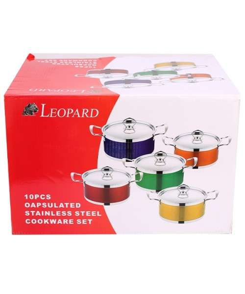 High Quality Leopard 10-Piece Stainless Steel Cookware Set