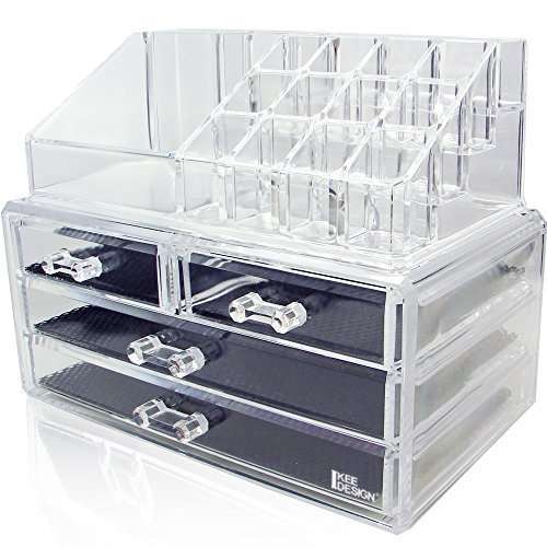Jewelry Cosmetics Bathroom Acrylic Storage Display Clear Case Holder Box 2 Pieces Set
