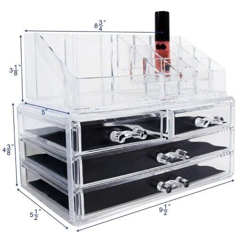 Jewelry Cosmetics Bathroom Acrylic Storage Display Clear Case Holder Box 2 Pieces Set
