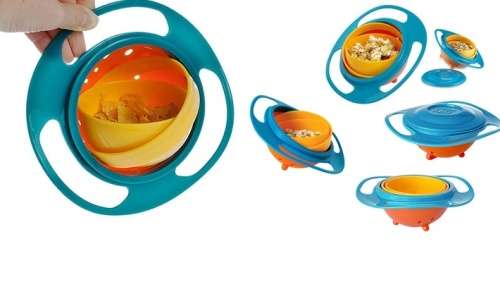 Universal Gyro Bowl that Never Spills! Baby Toddler 360 Rotate Non Spill Bowl
